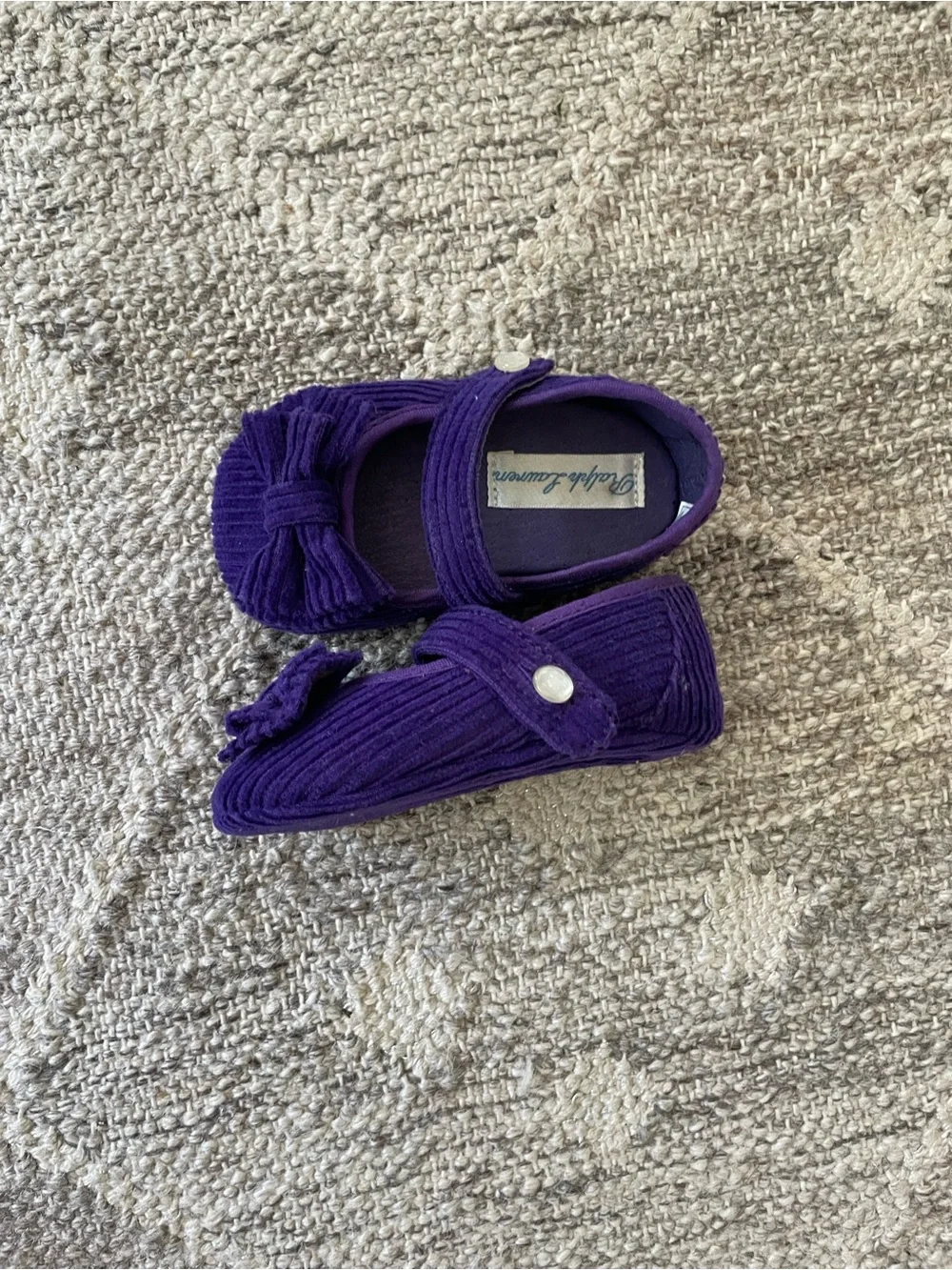 Ralph Lauren Purple Corduroy Mary Jane Baby Shoes with Bow
